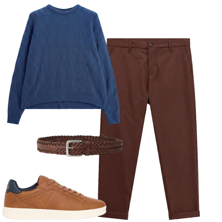 Outfit uomo - City. Stile Casual per Tutti i giorni. Abbinamento con cinture, maglieria, pantaloni, sneakers.