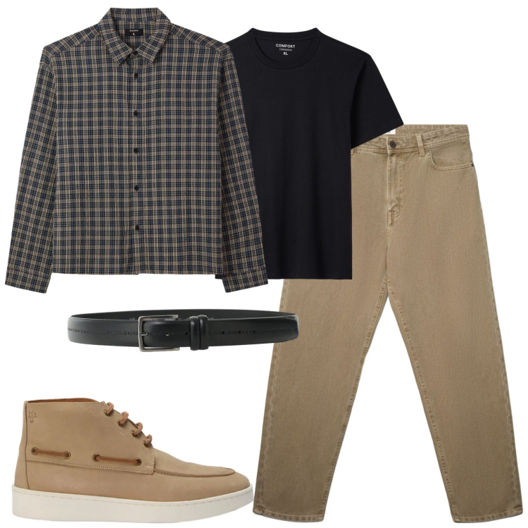 Outfit uomo - City. Stile Casual per Tutti i giorni. Abbinamento con stivali e stivaletti, cinture, jeans, camicie, t-shirt.