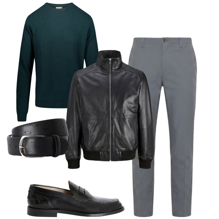 Outfit uomo - City. Stile Urban per Tutti i giorni. Abbinamento con cinture, pantaloni, scarpe stringate, maglieria, giacche.