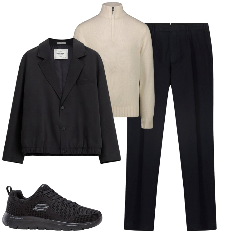 Outfit uomo - City. Stile Urban per Tutti i giorni. Abbinamento con sneakers, giacche, pantaloni, maglieria.