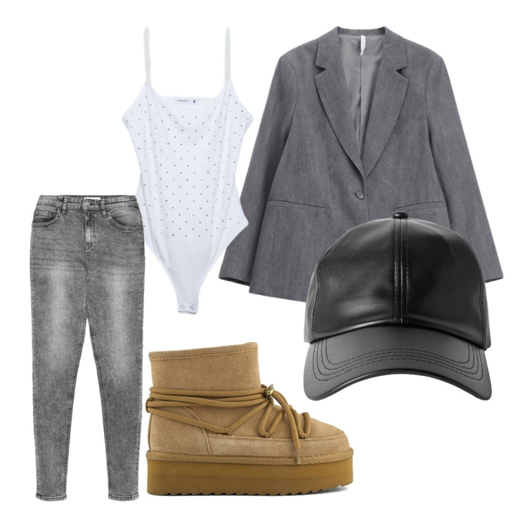 Outfit donna - Dark denim jeans + giacca 2. Stile Preppy per Ufficio. Abbinamento con top, jeans skinny, cappelli con visiera, blazer, stivaletti.