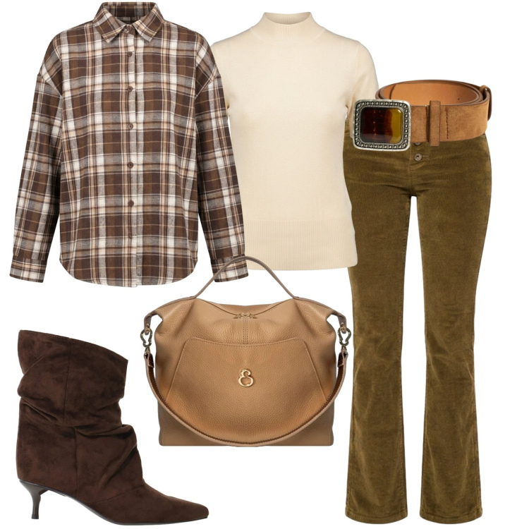 Outfit donna - Speciale suedè. Stile Casual chic per Tutti i giorni. Abbinamento con stivali, borse a mano, pantaloni, camicie, cinture, t-shirt.