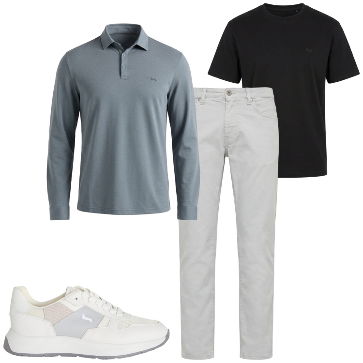 Outfit uomo - Leieryng leggero. Stile Casual per Tutti i giorni. Abbinamento con polo, t-shirt, sneakers, pantaloni.