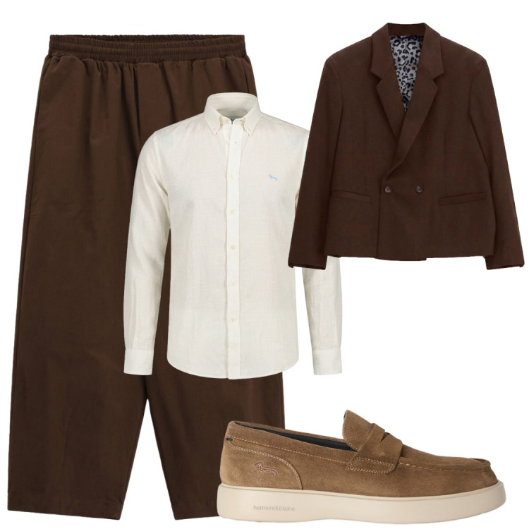 Outfit uomo - Total look #2472832. Stile Trendy per Ufficio. Abbinamento con scarpe stringate, camicie, pantaloni a palazzo, giacche.