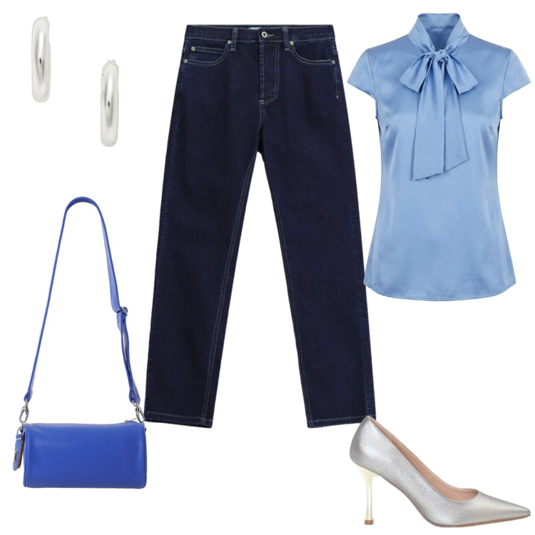 Outfit donna - I jeans perfetti. Stile Romantica per Tutti i giorni. Abbinamento con borse a tracolla, jeans slim fit, décolleté, orecchini, camicie.