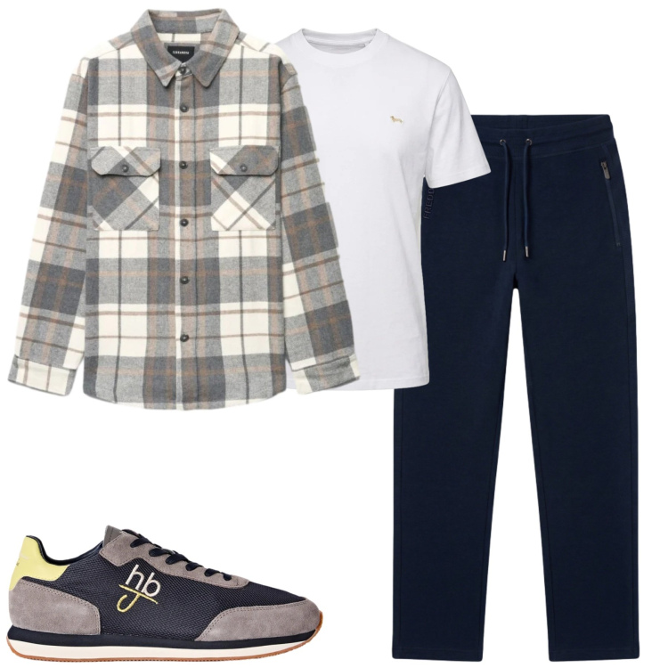 Outfit uomo - Fall. Stile Casual per Tutti i giorni. Abbinamento con sneakers, t-shirt, pantaloni, camicie.
