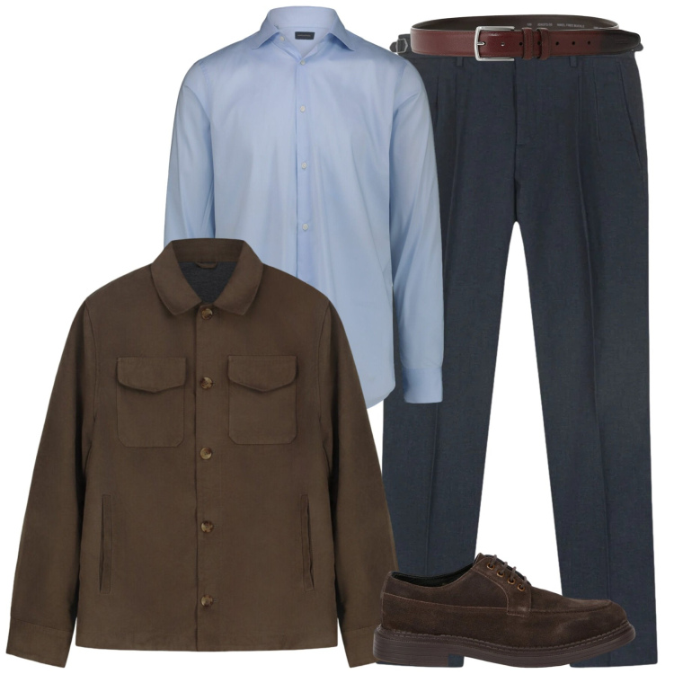 Outfit uomo - City. Stile Urban per Tutti i giorni. Abbinamento con cinture, scarpe stringate, camicie, giacche, jeans.