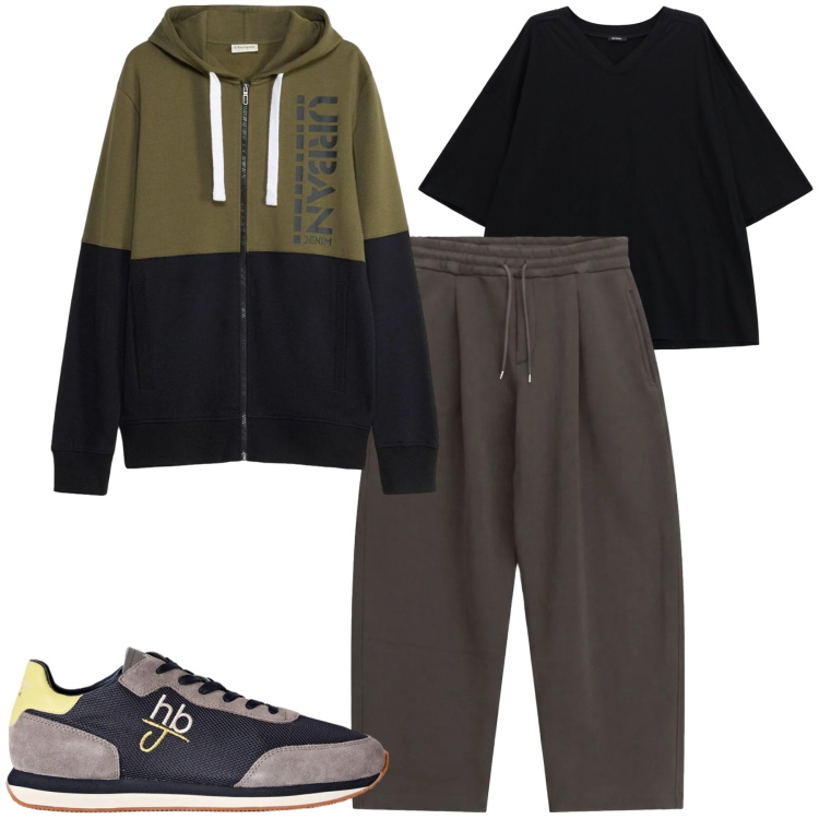 Outfit uomo - Relax. Stile Casual per Tutti i giorni. Abbinamento con sneakers, pantaloni, t-shirt, felpe con cappuccio.