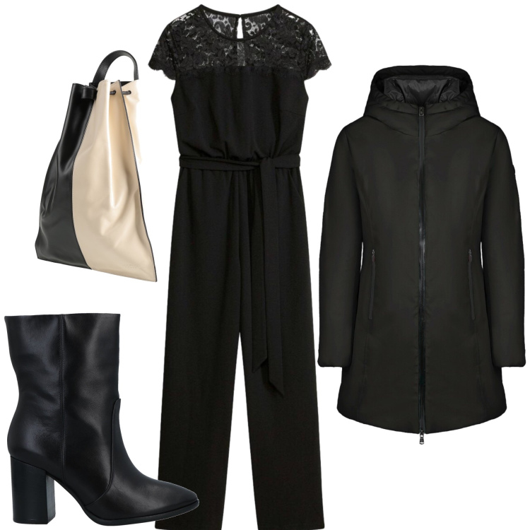 Outfit donna - Michelle. Stile Glamour per Serata fuori. Abbinamento con stivaletti, zaini, tute, cappotti.