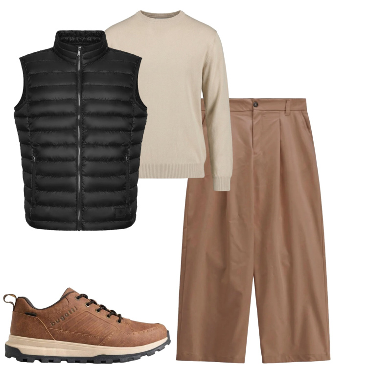 Outfit uomo - City. Stile Casual per Tutti i giorni. Abbinamento con sneakers, maglieria, pantaloni, piumini.