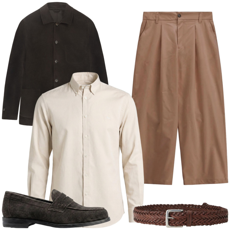 Outfit uomo - Daniele. Stile Casual per Tutti i giorni. Abbinamento con camicie, pantaloni, cinture, scarpe stringate, cappotti.