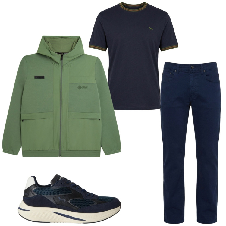 Outfit uomo - Total look #2472938. Stile Casual per Tutti i giorni. Abbinamento con t-shirt, pantaloni, sneakers, felpe con cappuccio.