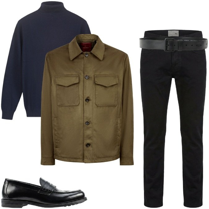 Outfit uomo - Total look #2472940. Stile Casual per Ufficio. Abbinamento con pantaloni, cinture, giacche, scarpe stringate, pullovers.