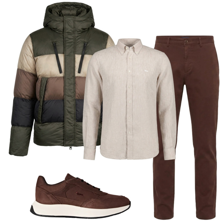 Outfit uomo - Total look #2472945. Stile Trendy per Tutti i giorni. Abbinamento con camicie, sneakers, pantaloni, piumini.