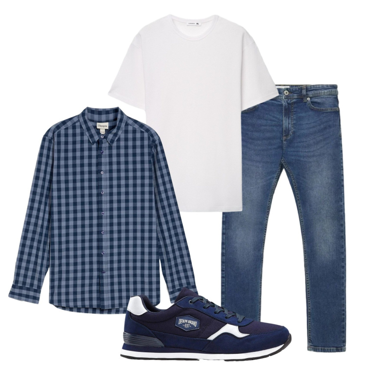Outfit uomo - Total look #2472960. Stile Urban per Tutti i giorni. Abbinamento con sneakers, camicie, t-shirt, jeans skinny.