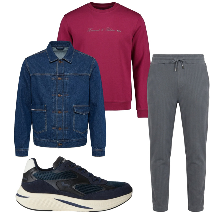 Outfit uomo - Total look #2472962. Stile Trendy per Tutti i giorni. Abbinamento con giacche, pantaloni, felpe, sneakers.