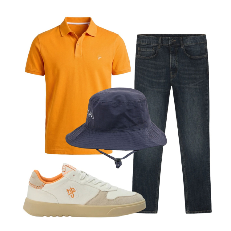 Outfit uomo - Total look #2472963. Stile Casual per Tutti i giorni. Abbinamento con sneakers, polo, jeans, cappelli.