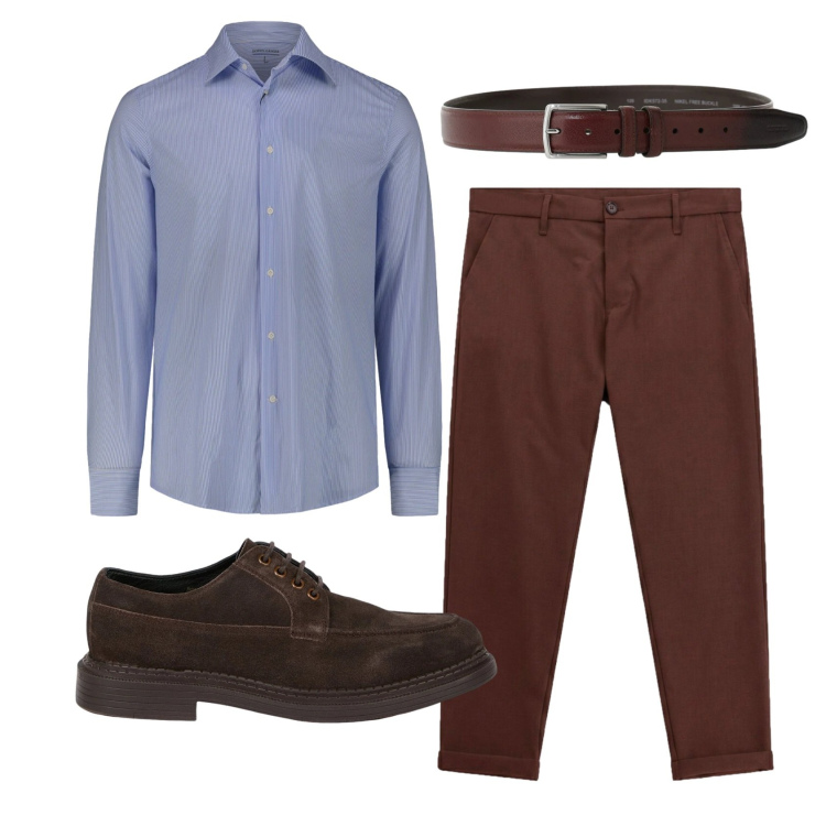 Outfit uomo - Total look #2472968. Stile Business/Elegante per Ufficio. Abbinamento con cinture, pantaloni, scarpe stringate, camicie.