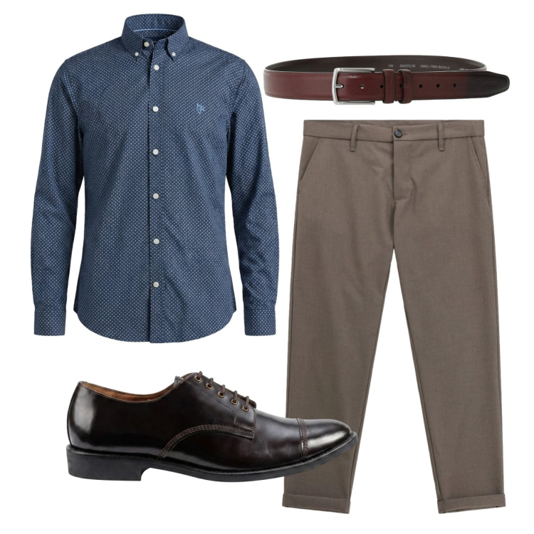 Outfit uomo - Total look #2472979. Stile Business/Elegante per Serata speciale. Abbinamento con camicie, pantaloni, cinture, scarpe stringate.