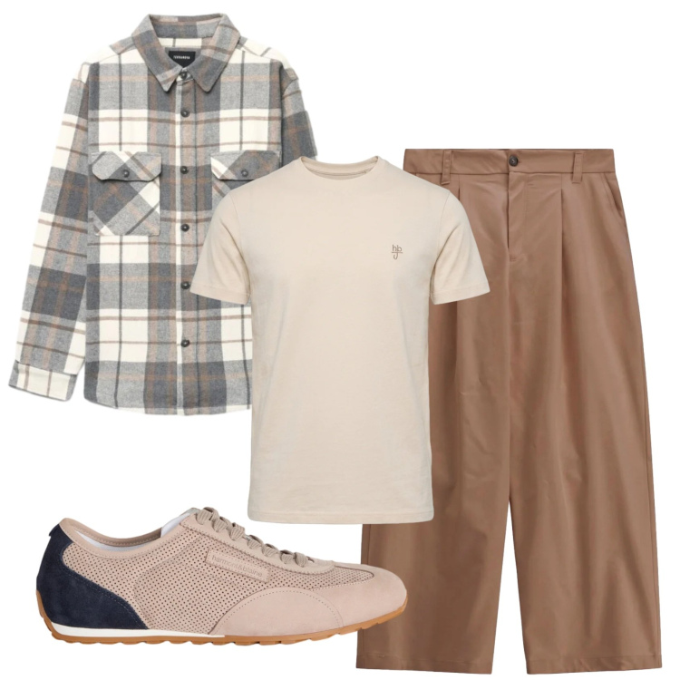Outfit uomo - Total look #2472981. Stile Urban per Tutti i giorni. Abbinamento con t-shirt, sneakers, pantaloni, camicie.