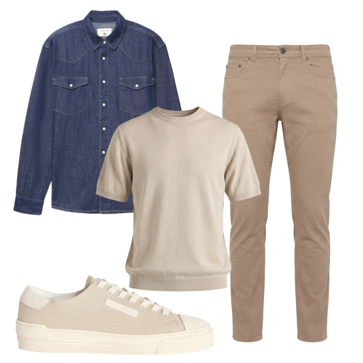 Outfit uomo - Total look #2472983. Stile Urban per Tutti i giorni. Abbinamento con pantaloni, sneakers, t-shirt, camicie.