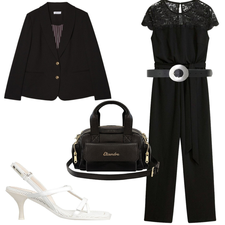 Outfit donna - Total look #2472989. Stile Chic per Serata fuori. Abbinamento con infradito, tute, cinture, blazer, borse a mano.