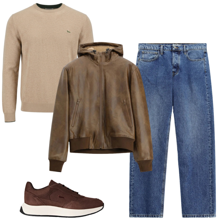 Outfit uomo - City. Stile Casual per Tutti i giorni. Abbinamento con sneakers, maglieria, jeans, giacche.