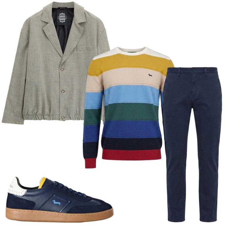 Outfit uomo - Total look #2473030. Stile Trendy per Serata speciale. Abbinamento con maglieria, pantaloni, sneakers, giacche.
