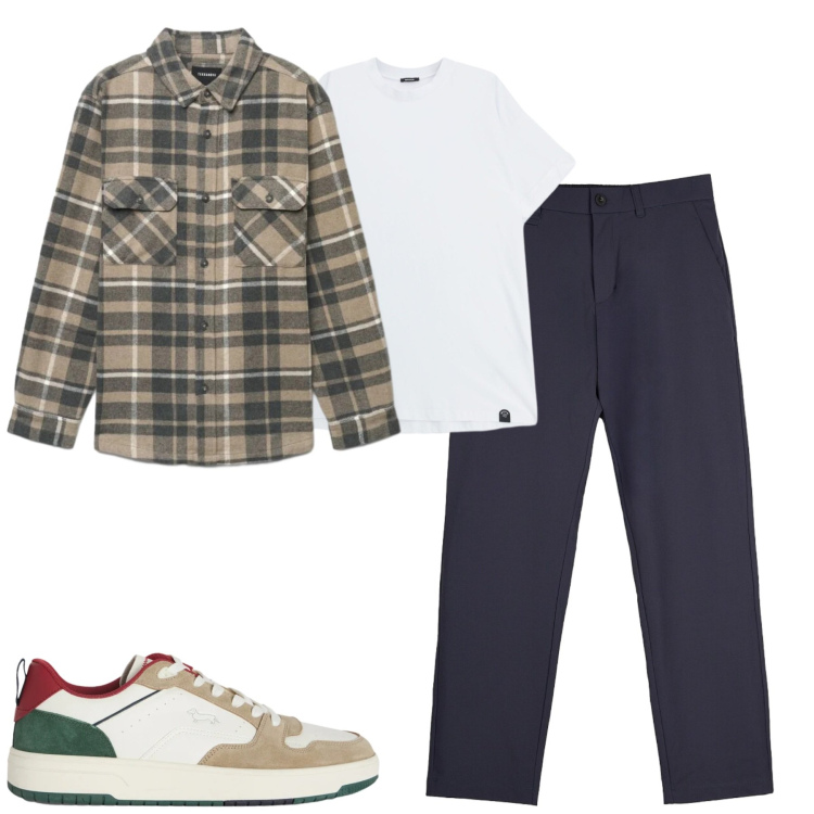 Outfit uomo - City. Stile Casual per Tutti i giorni. Abbinamento con sneakers, t-shirt, pantaloni chino, camicie.