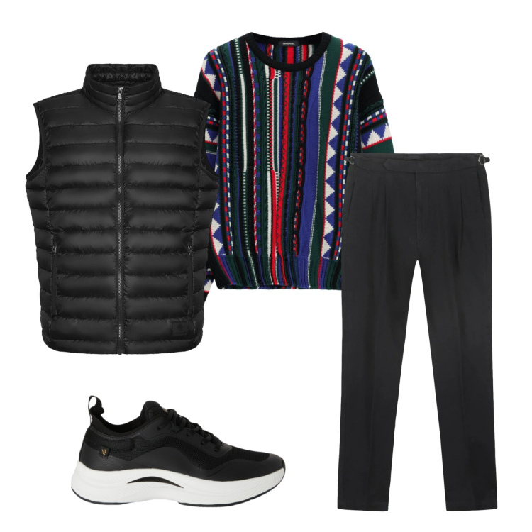 Outfit uomo - Total look #2473032. Stile Trendy per Tutti i giorni. Abbinamento con maglieria, pantaloni, sneakers, piumini.