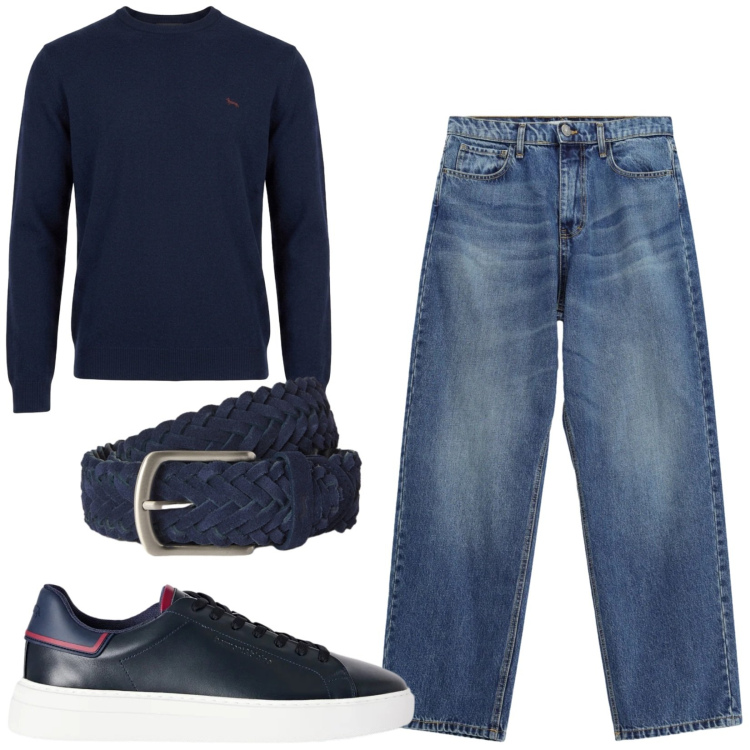 Outfit uomo - Total look #2473034. Stile Casual per Tutti i giorni. Abbinamento con sneakers, cinture, maglieria, jeans.