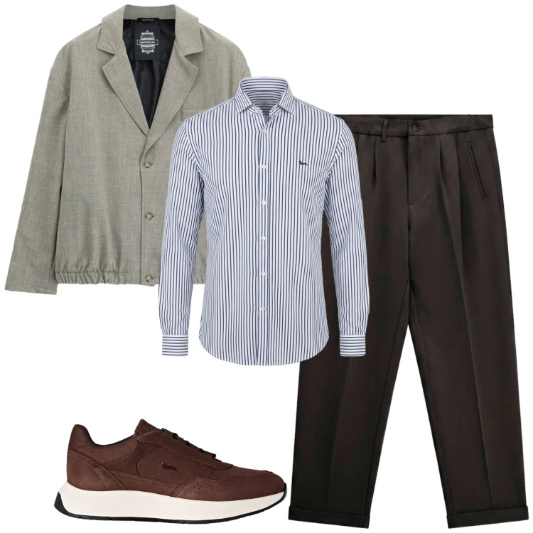Outfit uomo - Total look #2473037. Stile Trendy per Ufficio. Abbinamento con sneakers, camicie, giacche, pantaloni.