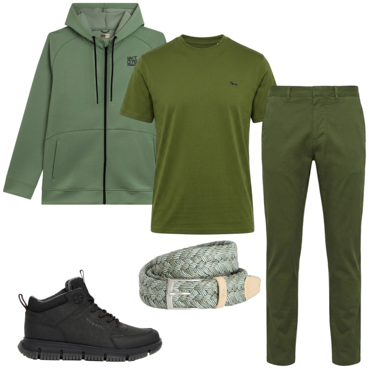 Outfit uomo - Total look #2473039. Stile Casual per Tutti i giorni. Abbinamento con stivali e stivaletti, pantaloni, cinture, t-shirt, felpe con cappuccio.