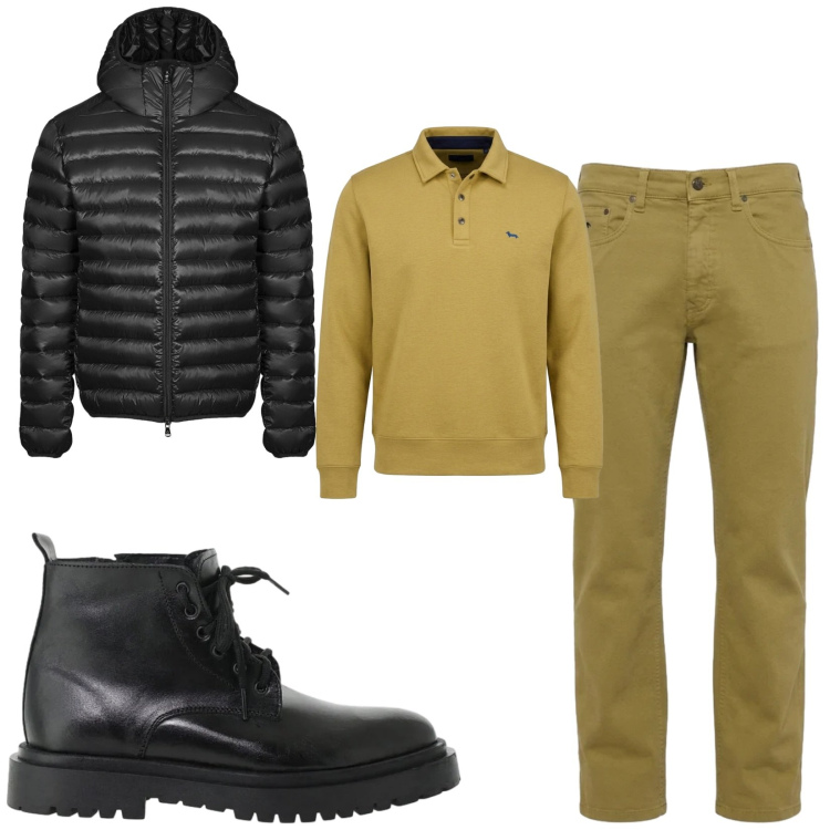 Outfit uomo - Total look #2473048. Stile Urban per Tutti i giorni. Abbinamento con jeans, felpe, anfibi, bomber.