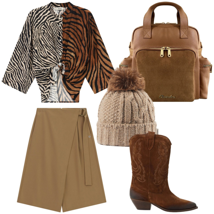 Outfit donna - Camicia safari. Stile Minimal per Tutti i giorni. Abbinamento con pantaloni corti, stivaletti texani, camicie, berretti, zaini.
