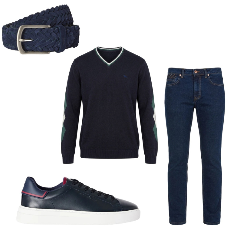 Outfit uomo - Total look #2473051. Stile Casual per Tutti i giorni. Abbinamento con jeans, sneakers, maglieria, cinture.
