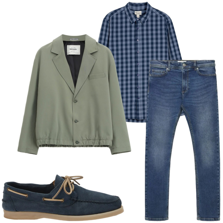 Outfit uomo - Total look #2473068. Stile Trendy per Tutti i giorni. Abbinamento con scarpe stringate, giacche, jeans skinny, camicie.