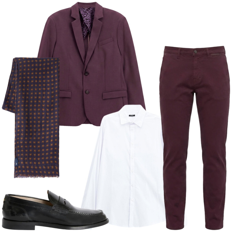 Outfit uomo - Total look #2473073. Stile Business/Elegante per Cerimonia. Abbinamento con scarpe stringate, pantaloni, sciarpe, camicie, giacche.