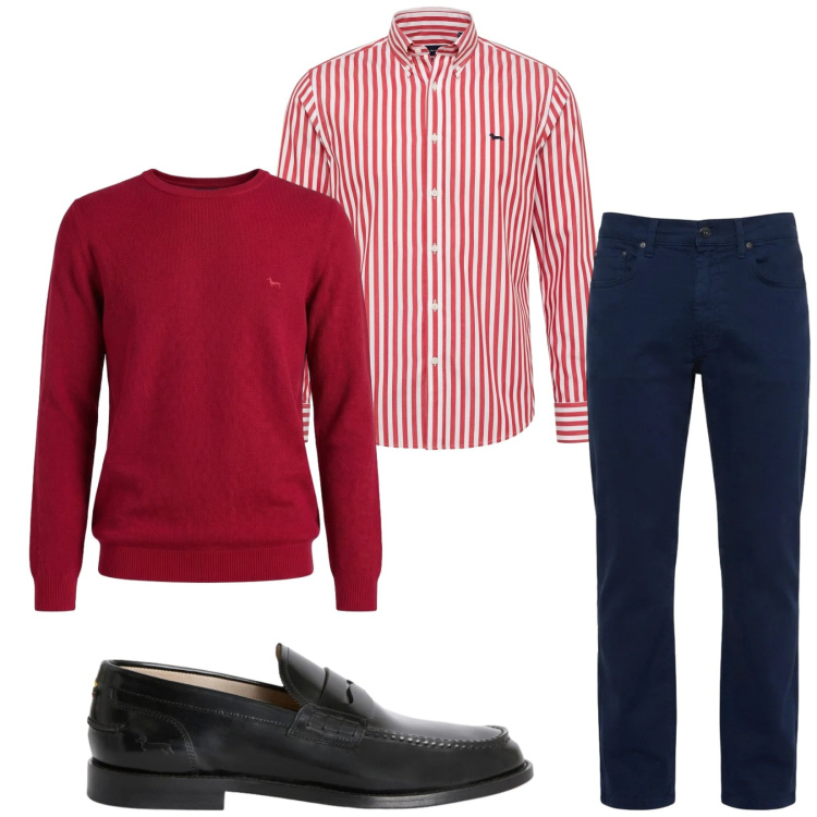Outfit uomo - Total look #2473074. Stile Trendy per Ufficio. Abbinamento con pullovers, scarpe stringate, camicie, pantaloni.