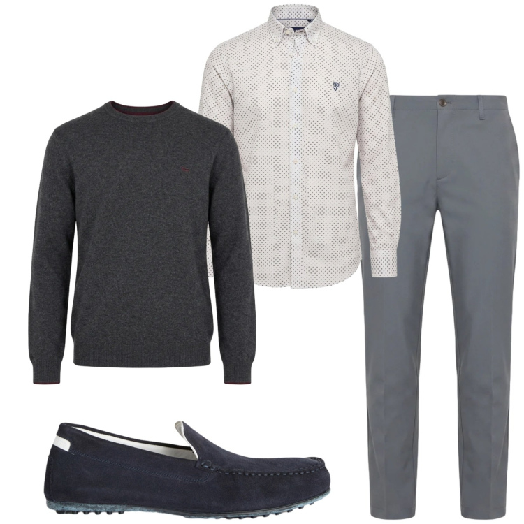 Outfit uomo - Total look #2473075. Stile Business/Elegante per Ufficio. Abbinamento con camicie, maglieria, pantaloni, scarpe stringate.