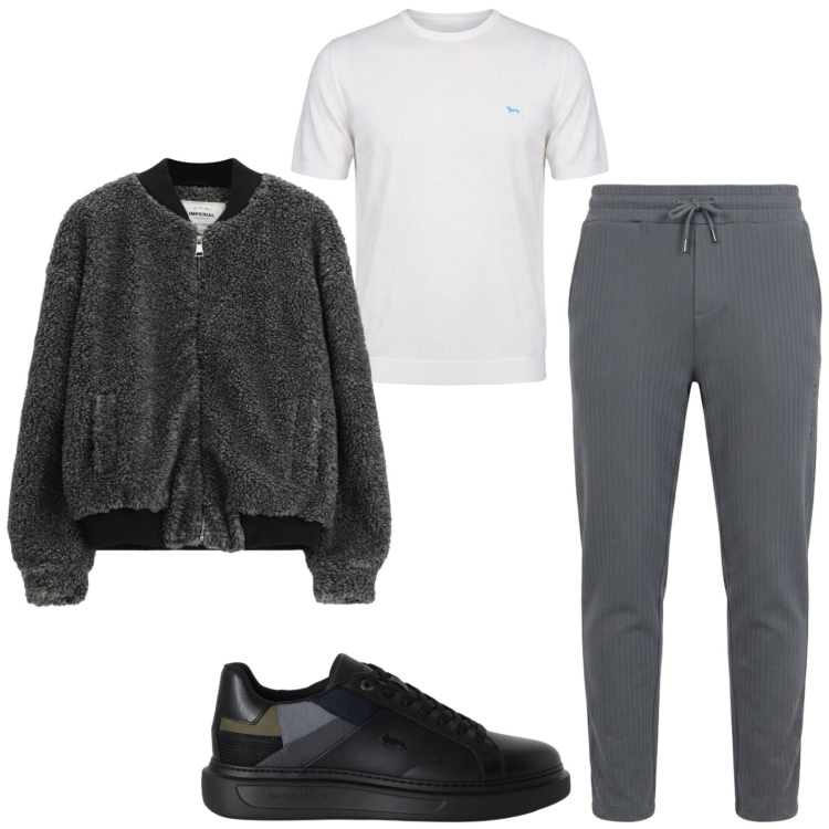 Outfit uomo - Total look #2473077. Stile Casual per Sport. Abbinamento con t-shirt, sneakers, pantaloni, bomber.