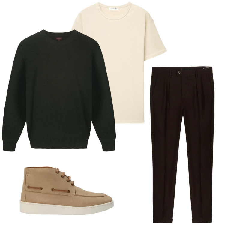 Outfit uomo - Total look #2473080. Stile Casual per Tutti i giorni. Abbinamento con stivali e stivaletti, pantaloni, maglieria, t-shirt.