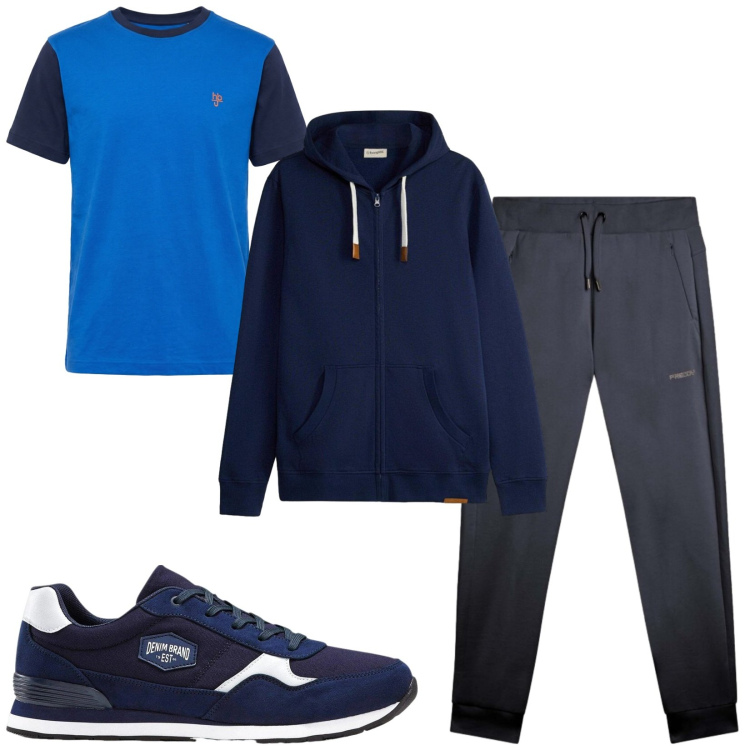 Outfit uomo - Total look #2473081. Stile Casual per Tutti i giorni. Abbinamento con sneakers, felpe con cappuccio, t-shirt, pantaloni.