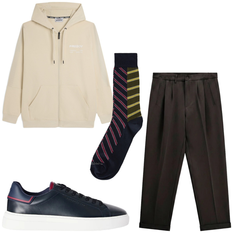 Outfit uomo - Total look #2473082. Stile Trendy per Sport. Abbinamento con sneakers, calzini, pantaloni, felpe con cappuccio.
