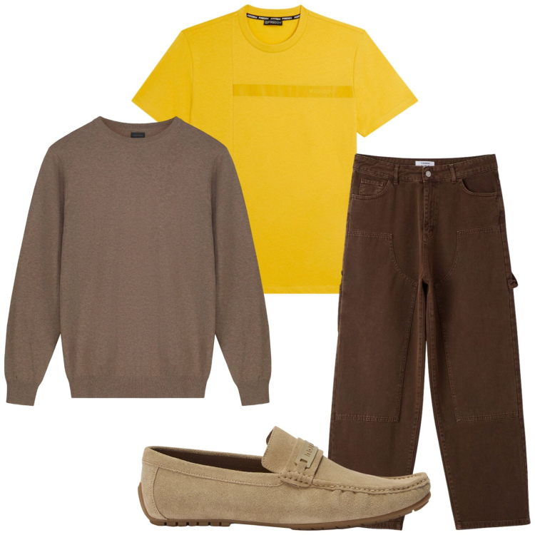 Outfit uomo - Total look #2473084. Stile Trendy per Tutti i giorni. Abbinamento con scarpe stringate, maglieria, t-shirt, pantaloni.
