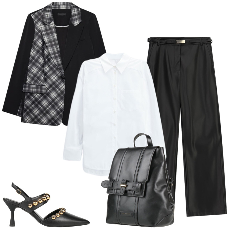 Outfit donna - Giada. Stile Casual chic per Tutti i giorni. Abbinamento con décolleté, zaini, camicie, pantaloni, blazer.