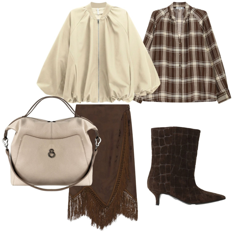 Outfit donna - Charme vintage. Stile Vintage retrò per Tutti i giorni. Abbinamento con stivali, bomber, camicie, gonne longuette, borse a mano.