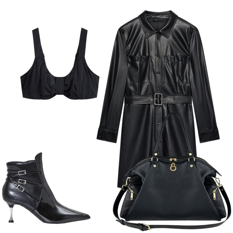 Outfit donna - Arisa. Stile Glamour per Serata fuori. Abbinamento con reggiseni, stivaletti, vestiti chemisier, shopping bag.