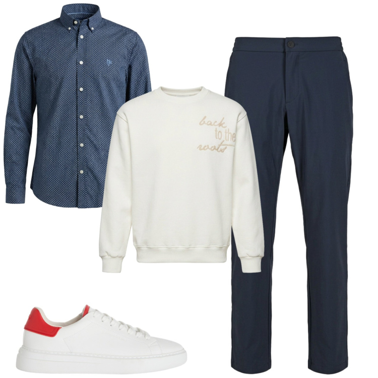 Outfit uomo - City. Stile Casual per Tutti i giorni. Abbinamento con sneakers, camicie, felpe, pantaloni.