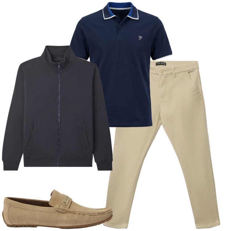 Outfit uomo - City. Stile Urban per Tutti i giorni. Abbinamento con scarpe stringate, polo, pantaloni chino, giacche.